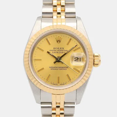 Pre-owned Rolex Lady Datejust 69173 Gold Yellow Gold Stainless Steel Women Wristwatch 26mm