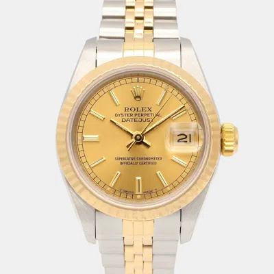 Pre-owned Rolex Lady Datejust 69173 Gold Yellow Gold Stainless Steel Women Wristwatch 26mm