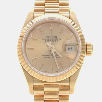 Pre-owned Rolex Lady Datejust 69178 Gold 18k Yellow Gold Women Wristwatch 26mm