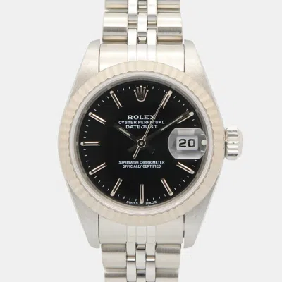Pre-owned Rolex Lady Datejust 79174 Black Stainless Steel Women Wristwatch 26mm