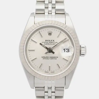Pre-owned Rolex Lady Datejust 79174 Silver 18k White Gold Stainless Steel Automatic Women's Watches 26mm
