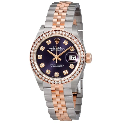 Rolex Lady Datejust Aubergine Dial Diamond Automatic Watch 279381obdj In Multi