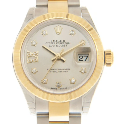 Rolex Lady Datejust Automatic Chronometer Diamond Silver Dial Ladies Watch 279173sdro In Gold
