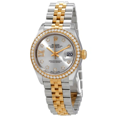 Rolex Lady Datejust Automatic Chronometer Diamond Silver Dial Ladies Watch 279383 In Gold