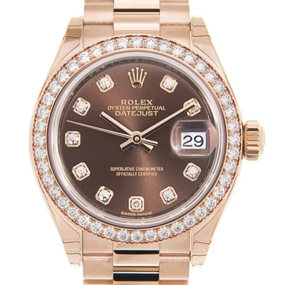 Rolex Lady-datejust Automatic Diamond Brown Dial Ladies Watch 279135rbr-0017 In Gold