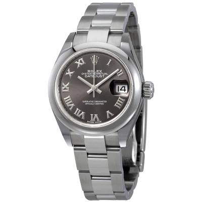 Rolex Lady Datejust Automatic Grey Dial Ladies Oyster Watch 279160gyro In Metallic