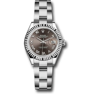 Rolex Lady Datejust Automatic Grey Dial Ladies Oyster Watch 279174gyro In Metallic