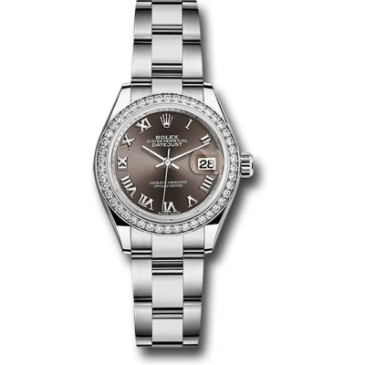 Rolex Lady Datejust Automatic Grey Dial Ladies Oyster Watch 279384gyro In Gray