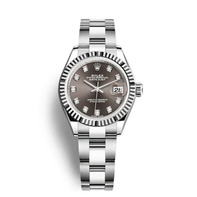 Rolex Lady Datejust Automatic Grey Diamond Dial Ladies Oyster Watch 279174gydo In Metallic