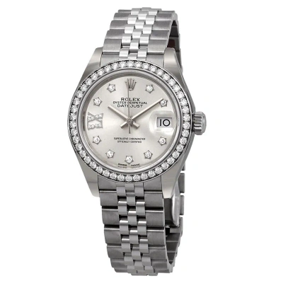 Rolex Lady Datejust Automatic Silver Roman Diamond Dial Ladies Jubilee Watch 279384srdj In Metallic