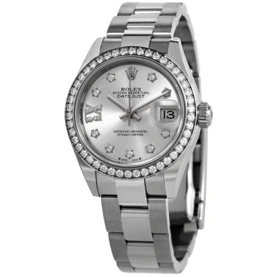 Rolex Lady Datejust Automatic Silver Roman Diamond Dial Ladies Oyster Watch 279384srdo In Metallic