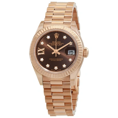 Rolex Lady Datejust Chocolate Dial 18k Everose Gold Diamond Automatic Watch 279175chrdp