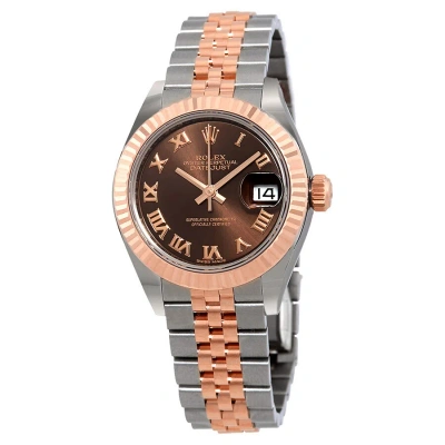 Rolex Lady Datejust Chocolate Dial Diamond Automatic Watch 279171chrj In Gold