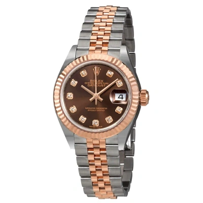Rolex Lady Datejust Chocolate Diamond Dial Automatic Ladies Watch 279171chdj In Chocolate / Gold / Gold Tone / Rose / Rose Gold Tone