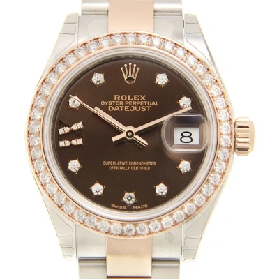 Rolex Lady Datejust Chocolate Diamond Dial Automatic Steel And 18ct Everose Gold Oyster Watch 279381 In Multi