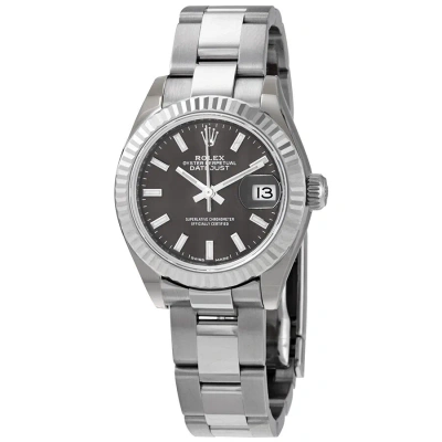 Rolex Lady Datejust Dark Grey Dial Automatic Ladies Oyster Watch 279174gyso In Metallic