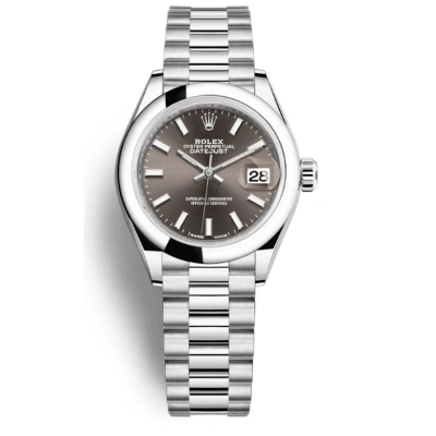 Rolex Lady-datejust Grey Dial Automatic Platinum President Watch 279166gysp In White