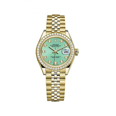 Rolex Lady-datejust Mint Green Dial Automatic 18 Carat Yellow Gold Watch 279138gndj