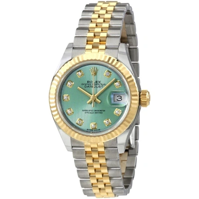 Rolex Lady Datejust Mint Green Diamond Dial Automatic Ladies Watch 279173gnsdj In Gray