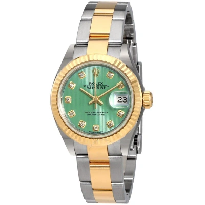 Rolex Lady Datejust Mint Green Diamond Dial Automatic Watch 279173gndo In Gold