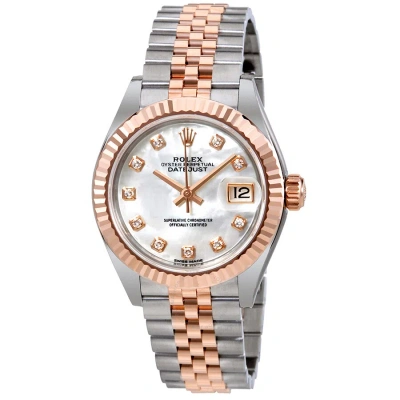 Rolex Lady Datejust Mother Of Pearl Diamond Steel And 18k Everose Gold Jubilee Watch 279171mdj In Gray