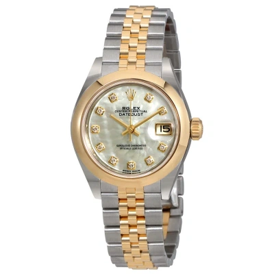 Rolex Lady Datejust Mother Of Pearl Diamond Steel And 18k Yellow Gold Jubilee Watch 279163mdj In Gray