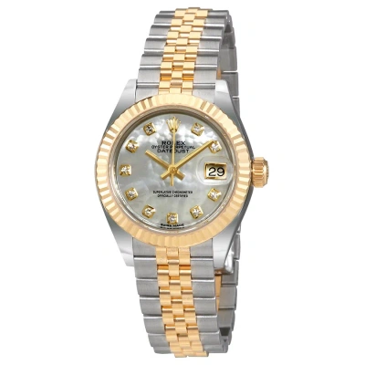 Rolex Lady Datejust Mother Of Pearl Diamond Steel And 18k Yellow Gold Jubilee Watch 279173mdj In Gray