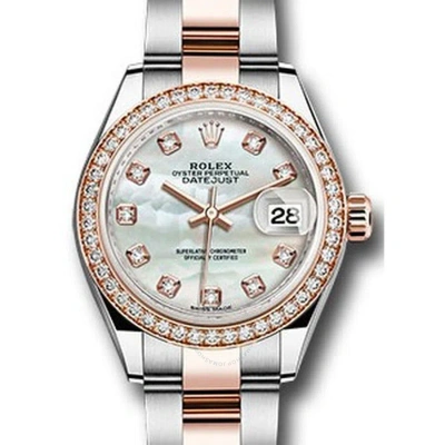 Rolex Lady Datejust Mother Of Pearl Steel And 18k Everose Gold Diamond Watch 279381mdo In Metallic