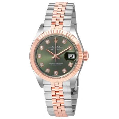 Rolex Lady Datejust Olive Dial Steel And 18k Everose Gold Ladies Watch 279171odj In Metallic