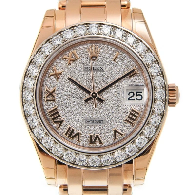 Rolex Lady-datejust Pearlmaster Diamond Pave Dial 18k Everose Gold Automatic Ladies Watch 81285cdrpm