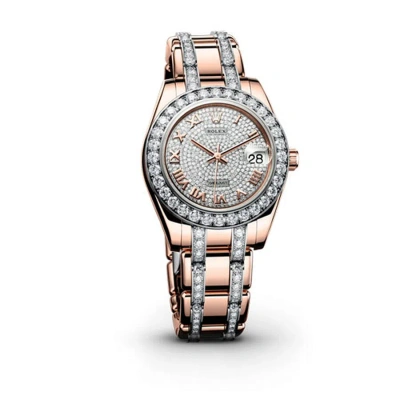 Rolex Lady-datejust Pearlmaster Diamond Pave Dial 18k Everose Gold (diamond-set) Automatic Ladies Wa