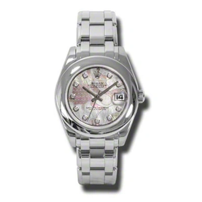 Rolex Lady-datejust Pearlmaster Goldust Dream Mother Of Pearl Diamond Dial 18k White Gold Automatic  In Metallic