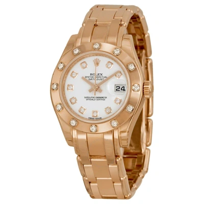 Rolex Lady-datejust Pearlmaster Mother Of Pearl Dial 18k Everose Gold Automatic Ladies Watch 80315wd