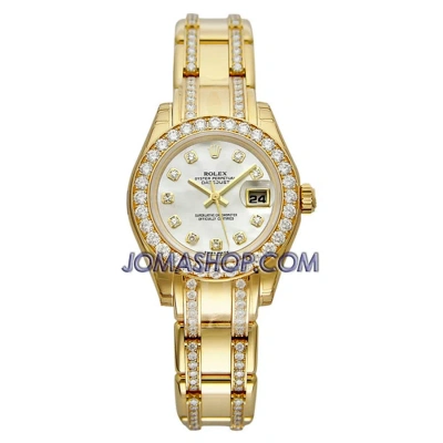 Rolex Lady-datejust Pearlmaster Mother Of Pearl Dial 18k Yellow Gold Diamond Watch 80298.74948mddo