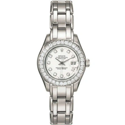 Rolex Lady-datejust Pearlmaster White Diamond Dial 18k White Gold Automatic Ladies Watch 80299wdpm In Metallic