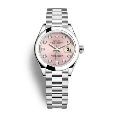 Rolex Lady-datejust Pink Dial Automatic Platinum President Watch 279166pdp In Metallic