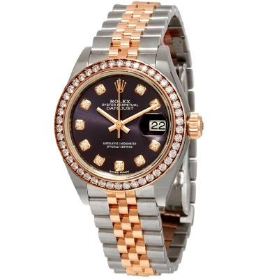 Rolex Lady Datejust Purple Diamond Dial Ladies Steel And 18kt Everose Gold Jubile Watch 279381pudj