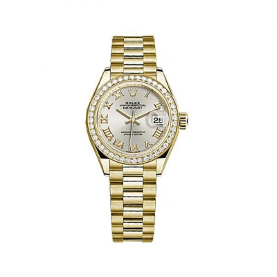 Rolex Lady-datejust Silver Dial 18 Carat Yellow Gold President Watch 279138srp