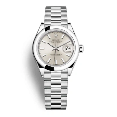 Rolex Lady-datejust Silver Dial Automatic Platinum President Watch 279166ssp In White