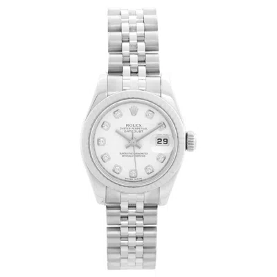 Pre-owned Rolex Lady Datejust Stainless Steel Factory Diamond Dial Watch 179174 In Multi