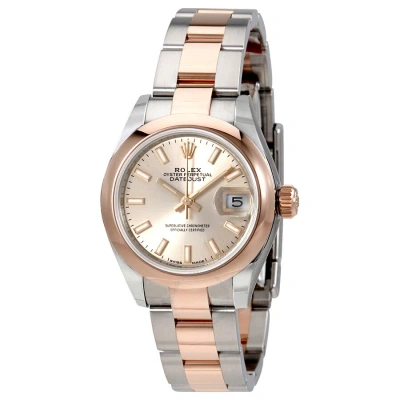 Rolex Lady Datejust Sundust Dial Steel And 18k Everose Gold Ladies Watch 279161snso In Metallic