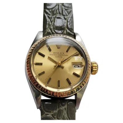 Pre-owned Rolex Lady Oyster Date Ref 6917 18k Gold Ss Automatic 1980s Swiss Luxury Ra735 In Multi