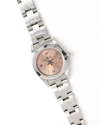 Rolex Lady-oyster Perpetual 25mm 2002 Watch In Metallic