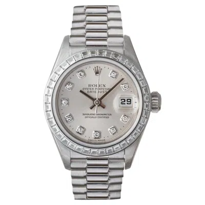 Pre-owned Rolex Lady-datejust 26 Platinum Baguette Diamond Bezel, Ref. 79126 In Multi