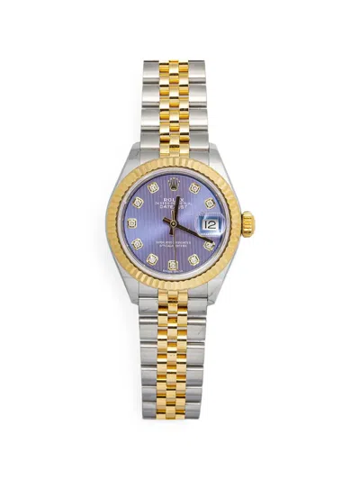 Pre-owned Rolex Lady-datejust 28mm Watch In Blue