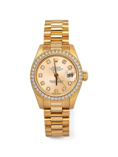 Pre-owned Rolex Lady-datejust Diamond 26mm Watch In Gold