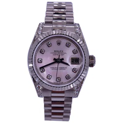 Pre-owned Rolex Lady-datejust New White Gold Mother Of Pearl With Diamonds
