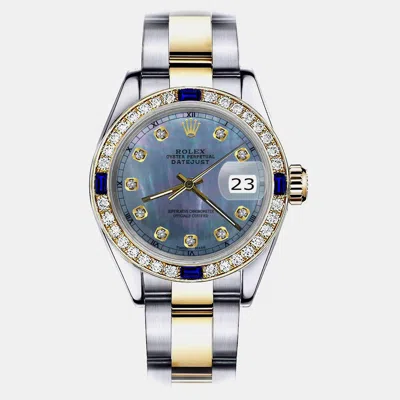 Pre-owned Rolex Customised Black Mop Diamond Stainless Steel Datejust 178273 Automatic Women's Wristwatch 31mm