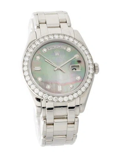 Pre-owned Rolex Masterpiece Pearlmaster Day-date Watch, 39mm In Multi