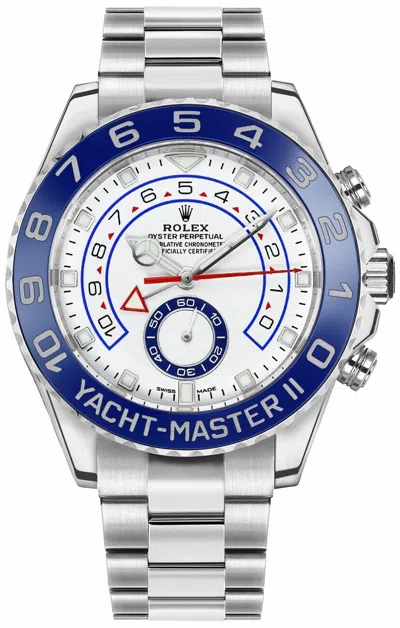 Pre-owned Rolex Men's  Yacht-master Ii White Dial 44mm Luxury Watch 116680-0002